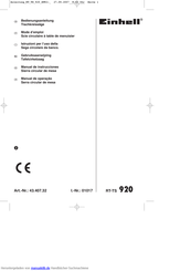 Einhell RT-TS 920 Bedienungsanleitung