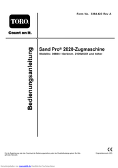 Toro Sand Pro 2020 08884 Bedienungsanleitung