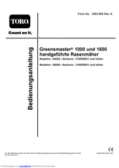 Toro Greensmaster 1000 04052 Bedienungsanleitung