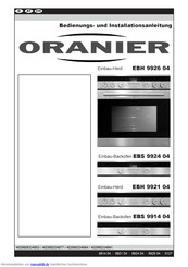 Oranier EBH 9926 04 Bedienungsanleitung Und Installationsanleitung
