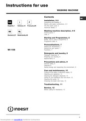 Indesit wi 105 Bedienungsanleitungen