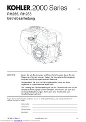 Kohler RH265 Betriebsanleitung