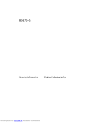 AEG Electrolux B9879-5 Benutzerinformation