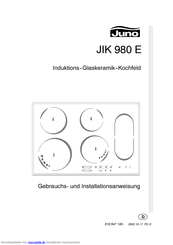 JUNO JIK980E Gebrauchs- Und Installationsanweisung