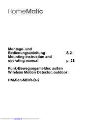 HomeMatic HM-Sen-MDIR-O-2 Montageanleitung Und Bedienungsanleitung