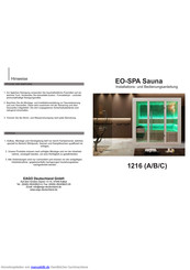 Eago EO-SPA Sauna 1216 C Installations- Und Bedienungsanleitung