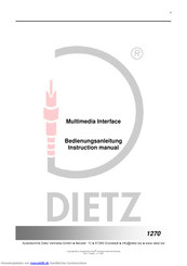 Audiotechnik Dietz 1270 Bedienungsanleitung
