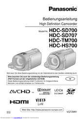 Panasonic HDC-HS700 Bedienungsanleitung