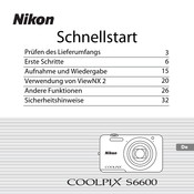 Nikon COOLPIX S6600 Schnellstartanleitung