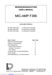 Lake People MIC-AMP F366-D Bedienungsanleitung