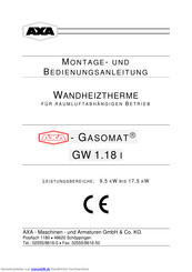 Axa GASOMAT GW 1.18 I Montage- Und Bedienungsanleitung
