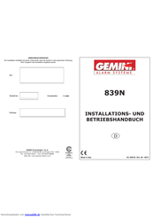 GEMINI 839N Installation Und Betriebsanleitung