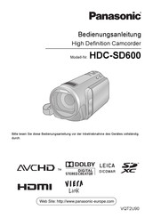 Panasonic HDC-SD600 Bedienungsanleitung