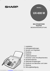 Sharp UX-600M Bedienungsanleitung