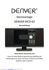 Denver MCD-63 Kurzanleitung