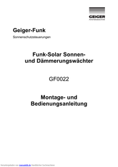 GEIGER GF0022 Montage- Und Bedienungsanleitung