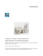 Heraeus Light Hammer 6 Installations- Betriebs Und Wartungshandbuch