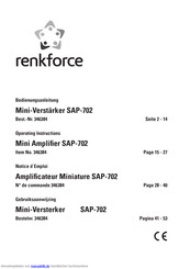 Renkforce SAP-702 Bedienungsanleitung