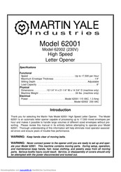 Martin Yale Indastries 62001 Bedienungsanleitung