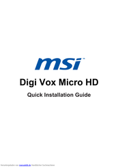 MSI Digi VOX Micro HD Schnellstartanleitung