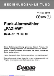 Conrad Electronic FAZ-AW Bedienungsanleitung