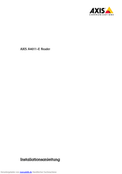 Axis A4011-E Reader Installationsanleitung
