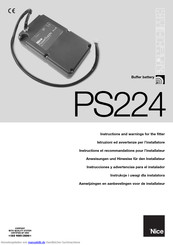 Nice PS224 Anweisungen Und Hinweise Für Den Installateur