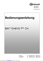 Bauknecht BIK7 EH8VS PT CH Bedienungsanleitung