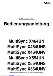 NEC MultiSync X554UNV Bedienungsanleitung