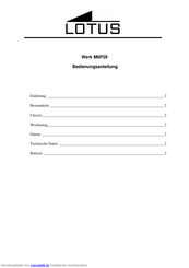 Lotus Werk M6P29 Bedienungsanleitung
