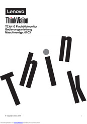 Lenovo ThinkVision T23d-10 Bedienungsanleitung