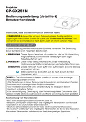 Hitachi CP-CX251N Bedienungsanleitung Und Benutzerhandbuch