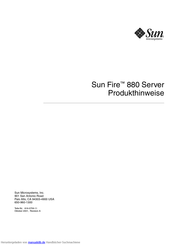 Sun Fire 880 Handbuch Mit Produkthinweisen Und Aufbauanleitung