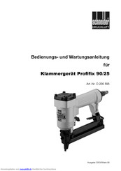 SCHNEIDER DRUCKLUFT Profifix 90/25 Bedienungs- Und Wartungsanleitung