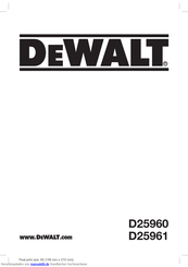 Dewalt D25960 Übersetzt Von Den Originalanweisungen