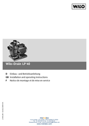 Wilo Drain LP 40 Einbau- Und Betriebsanleitung