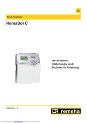 REMEHA RemaSol C Installations-, Bedienungs- Und Technische Anleitung