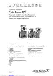 Endress+Hauser Proline Promag 10W Technische Information