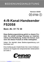 Conrad Electronic FS20S8 Bedienungsanleitung