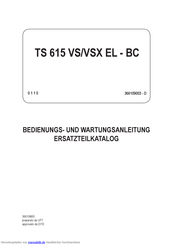 Mosa TS 615 VSX EL - BC Montage-, Bedienungs- Und Wartungsanleitung