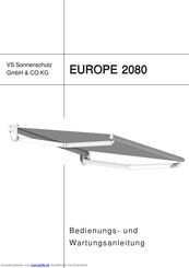 VG Sonnenschutz EUROPE 2080 Bedienungs- Und Wartungsanleitung