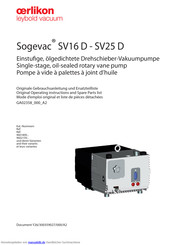 oerlikon Sogevac SV16 D Gebrauchsanleitung