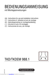 Kuppersbusch TKDEM 988.1 Bedienungsanweisung
