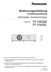 Panasonic PT-VX430 Bedienungsanleitung