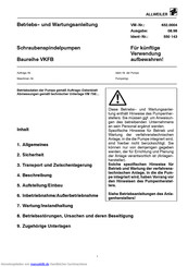 Allweiler VKFB Series Betriebs- Und Wartungsanleitung