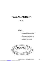 Lacanche SALAMANDER LSE 610 Installationsanleitung Und Gebrauchsanleitung