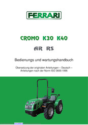 Ferrari CROMO K30 AR Bedienungs- Und Wartungshandbuch