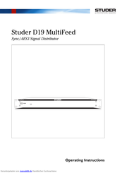 Studer D19 MultiFeed Bedienungsanleitung