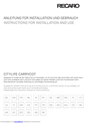 RECARO Citylife Carrycot Anleitung Für Installation Und Gebrauch