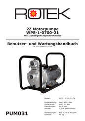Rotek WPE-1-0700-21-DK Benutzer- Und Wartungshandbuch